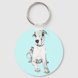 Great dane Pouting Harlequin Nyckelring