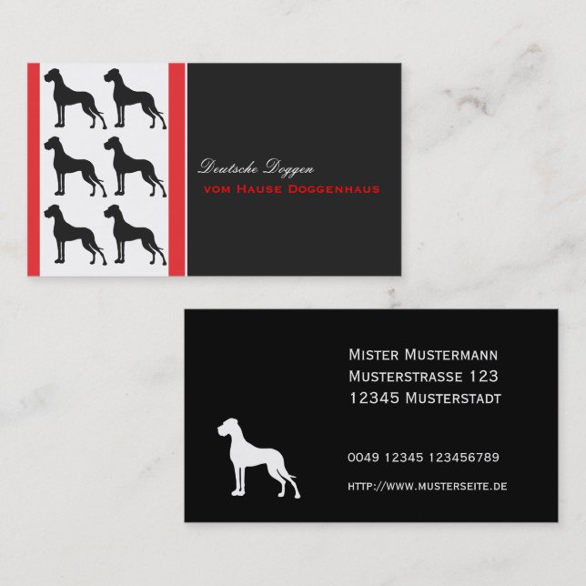Great Dane Professionell trevligt att läsa Visiten Visitkort (Fram/baksida)