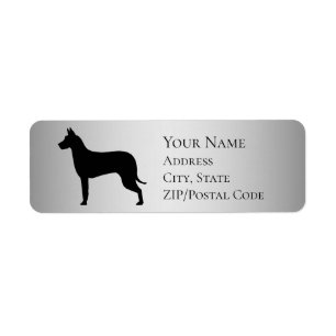 Great dane Profile Silhouette Returadress Etikett