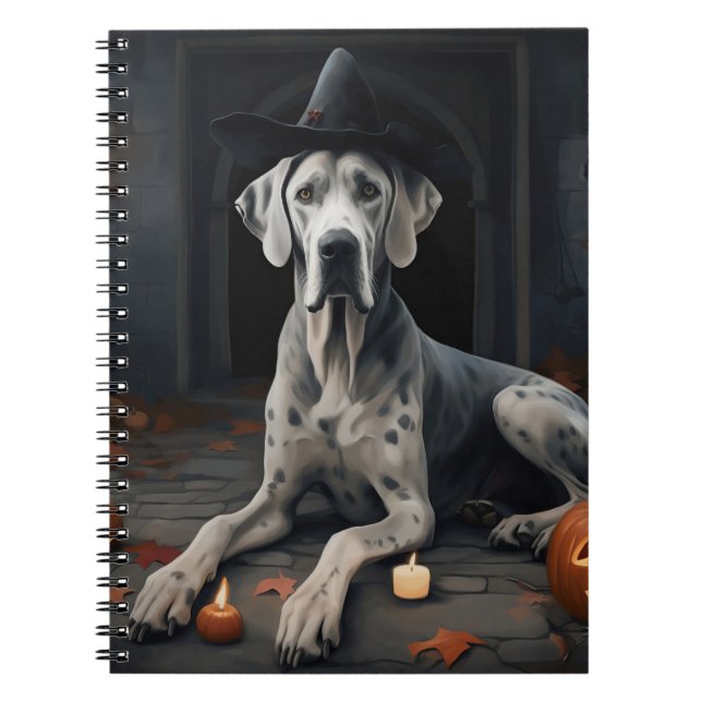Great Dane Pumpa Halloween Skräcklig Flip Anteckningsbok (Framsidan)