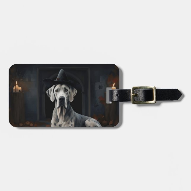 Great Dane Pumpa Halloween Skräcklig Flip Bagagebricka (Horisontell Framsida)