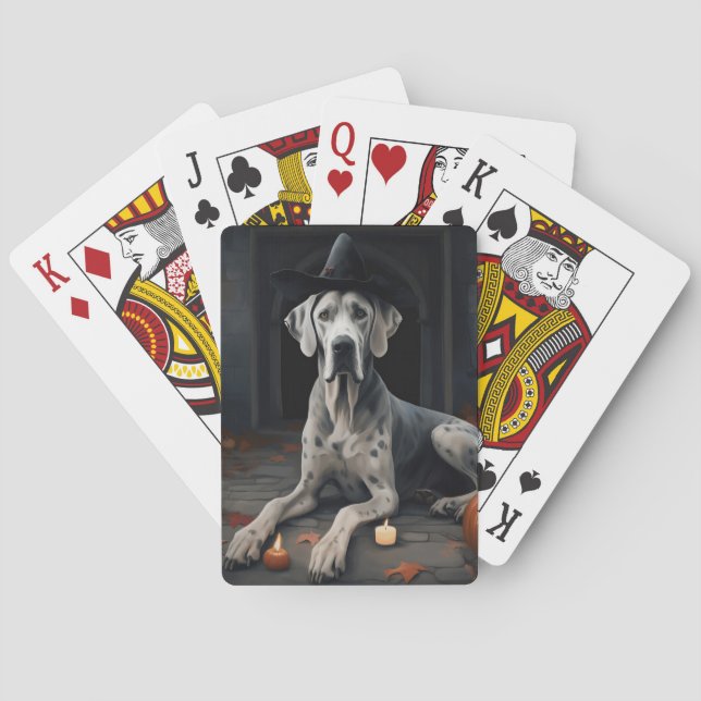 Great Dane Pumpa Halloween Skräcklig Flip Casinokort (Baksidan)