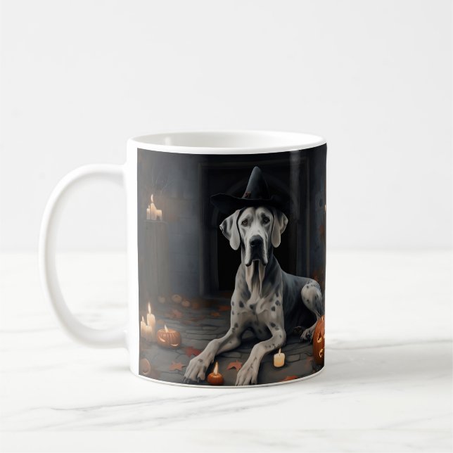 Great Dane Pumpa Halloween Skräcklig Flip Kaffemugg (Vänster)