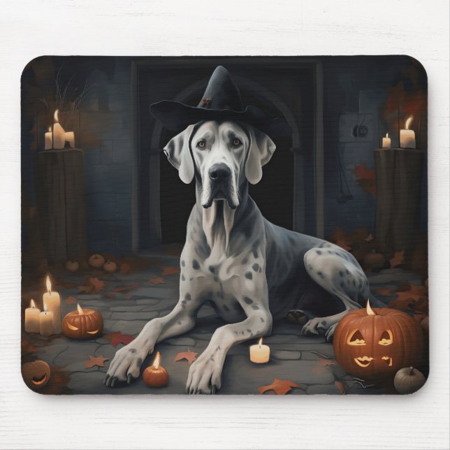 Great Dane Pumpa Halloween Skräcklig Flip Musmatta (Framsidan)