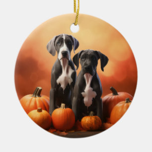 Great dane Pumpkin för höstdelight Julgransprydnad Keramik