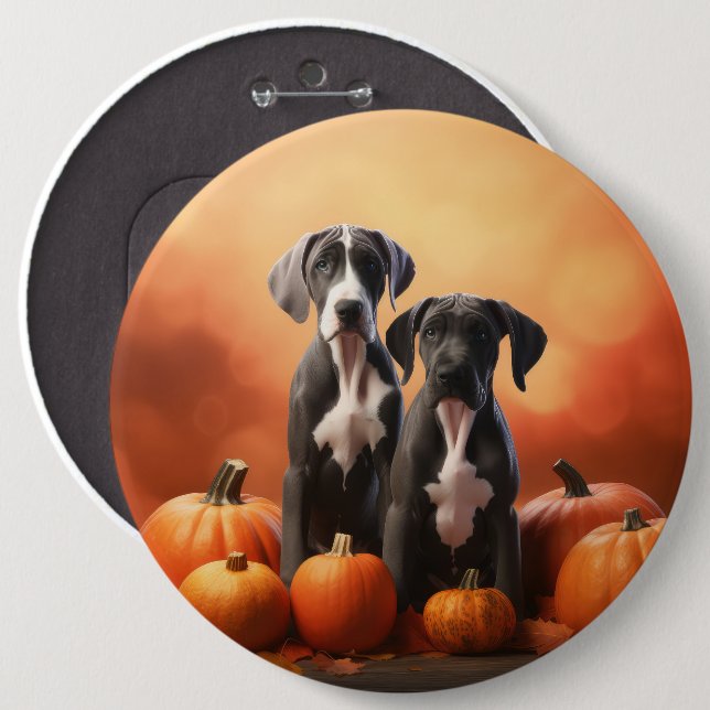 Great dane Pumpkin för höstdelight Knapp (Framsida & baksida)