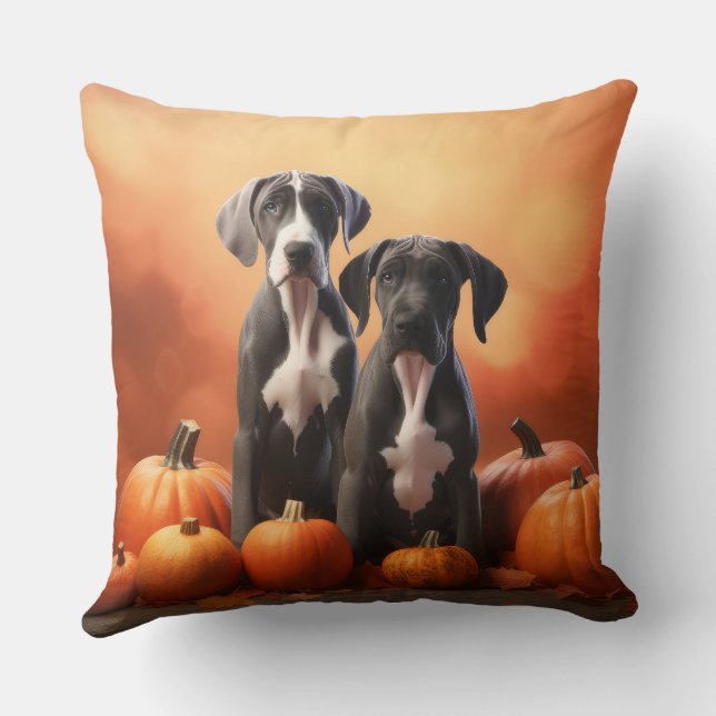 Great dane Pumpkin för höstdelight Kudde (Baksida)