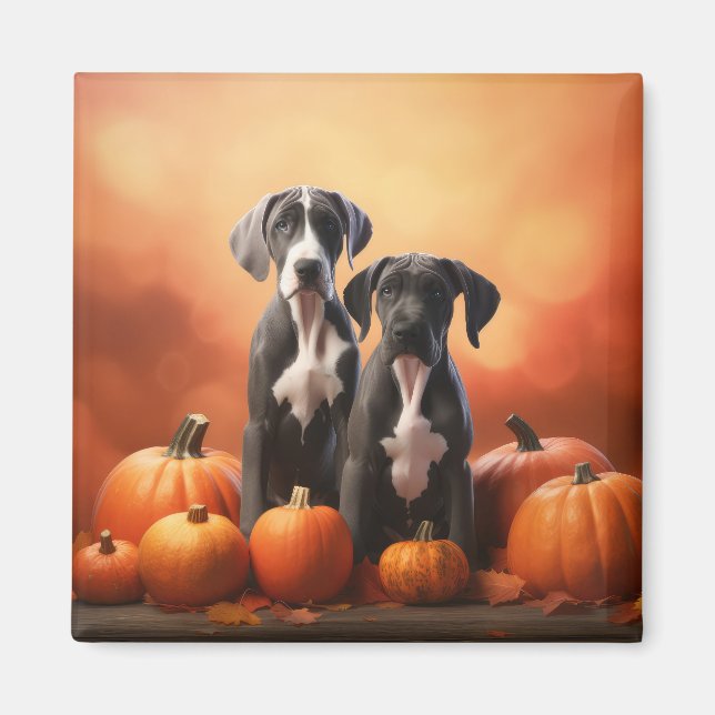 Great dane Pumpkin för höstdelight Magnet (Framsidan)