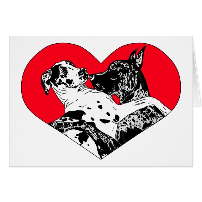 Great dane Puppy Kärlek Hälsningskort (Framsidan Horizontal)