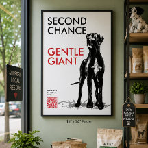 Great Dane Räddning QR-kod Poster