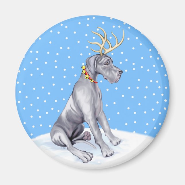 Great dane Reindeer jul Blue UC Magnet (Framsidan)