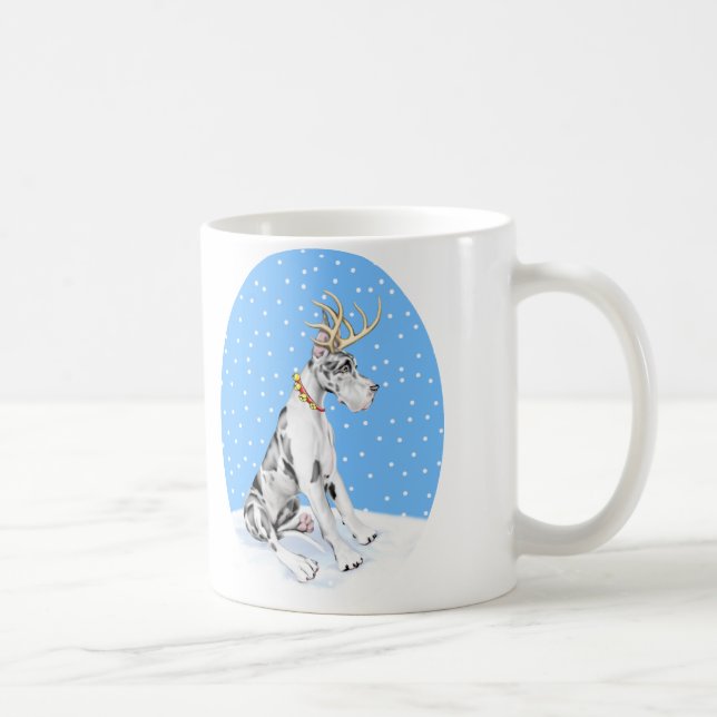 Great dane Reindeer jul Harlequin Kaffemugg (Höger)