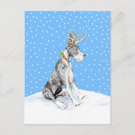 Great dane Reindeer jul Merle Helg Vykort