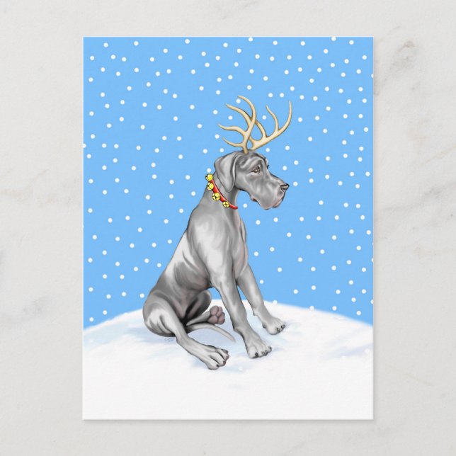 Great dane Reindeer, svart UC Helg Vykort (Framsida)