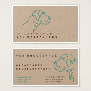 Great Dane Ren Ritning Visitkort