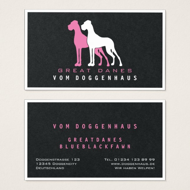 Great dane ren visitkort (Framsida & baksida)