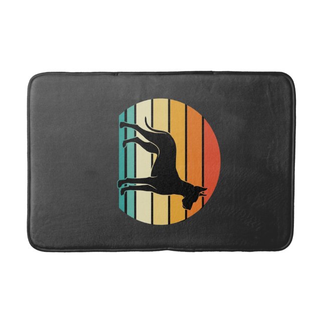 Great Dane Retro Sunset Dog Silhouette Badrumsmatta (Framsidan)