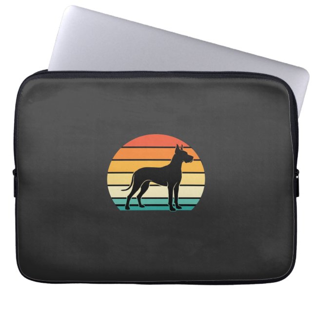 Great Dane Retro Sunset Hund Silhuett Laptop Fodral (Framsidan)