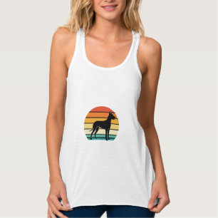 Great Dane Retro Sunset Hund Silhuett Linne Med Racerback