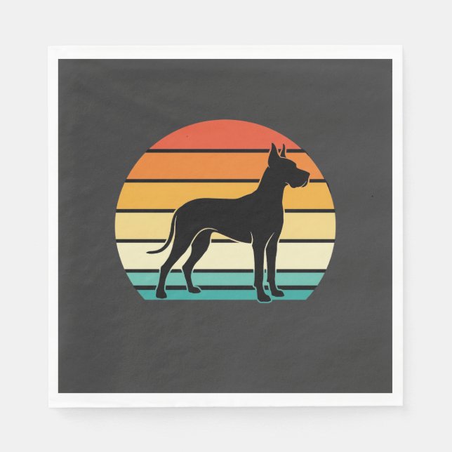 Great Dane Retro Sunset Hund Silhuett Pappersservett (Framsidan)