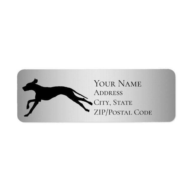 Great dane Running Silhouette Returadress Returadress Etikett (Framsidan)