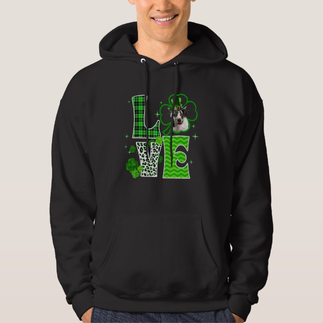 Great dane Shamrock Lucky C Irish St patricks day Hoodie (Framsida)