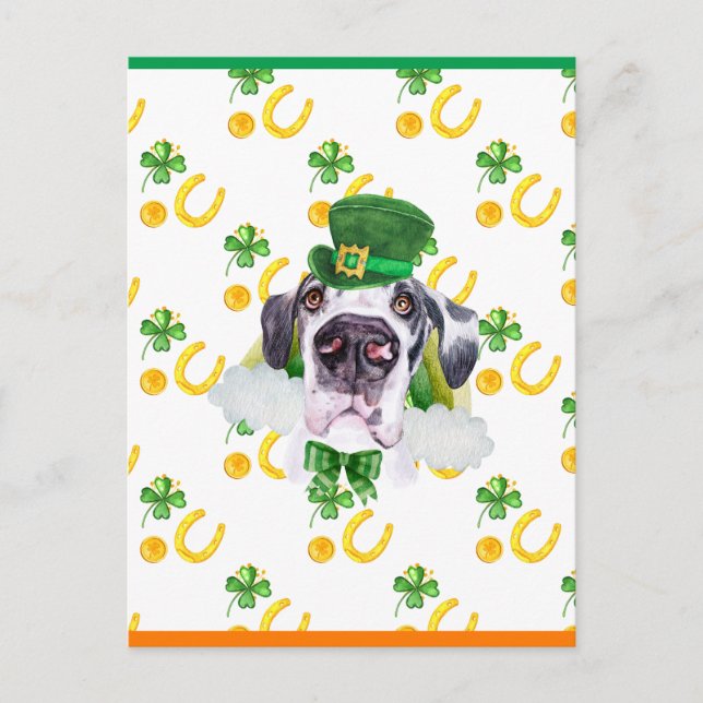 Great Dane Shamrock St. Patricks Day Helg Vykort (Framsida)