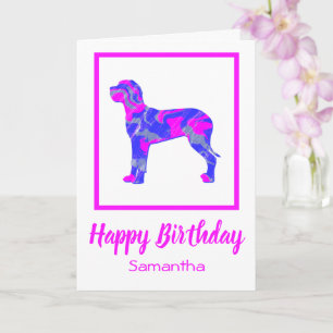 Great dane Shock rosa Silhouette Hund Funny Birthd Kort