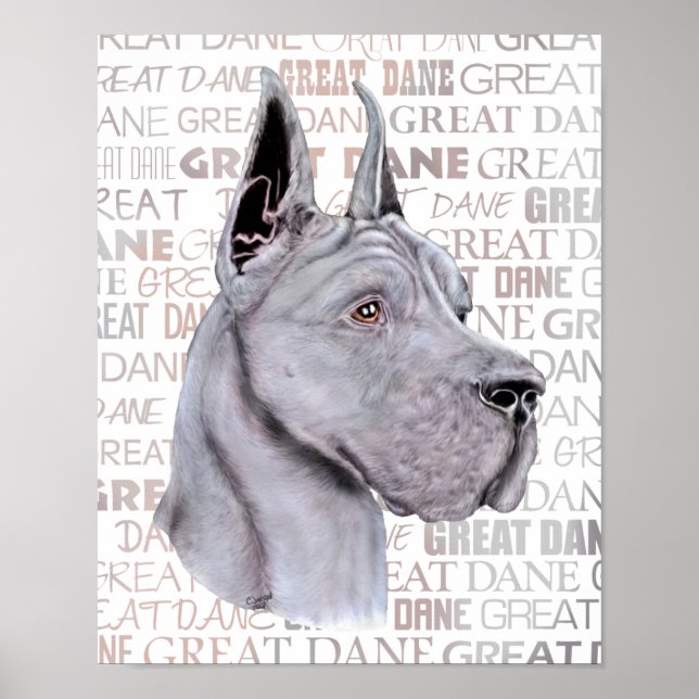 Great dane Show Färg Blue Poster (Framsidan)