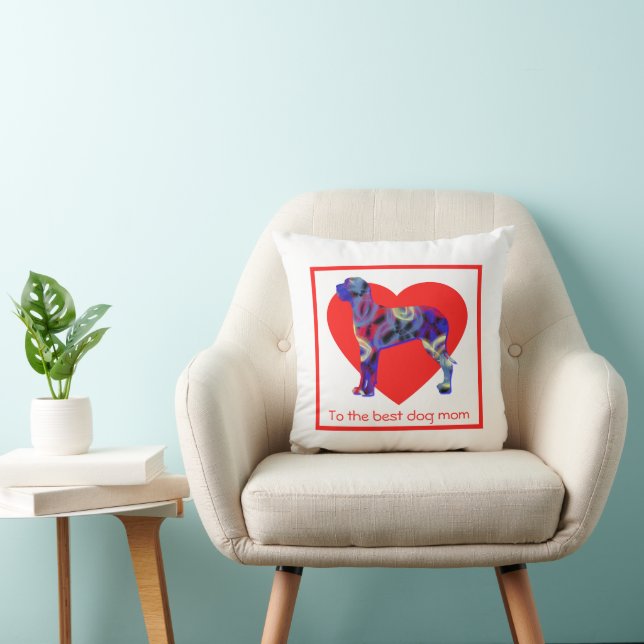 Great dane Silhouette Hund Red Heart Mor's Day Kudde (Stol)