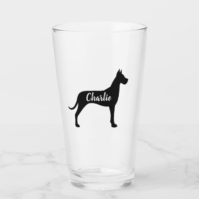 Great dane Silhouette Personlig Hund älskare Glaskopp (Framsida)