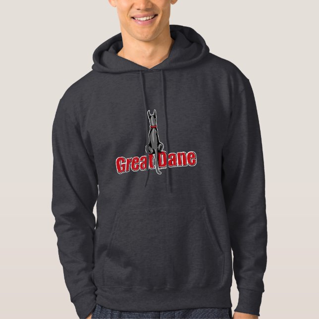 Great dane Sit Black Hoodie (Framsida)