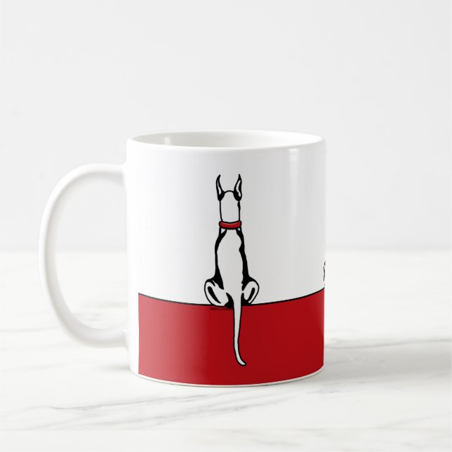 Great dane Sit White Coffee Mugg (Vänster)