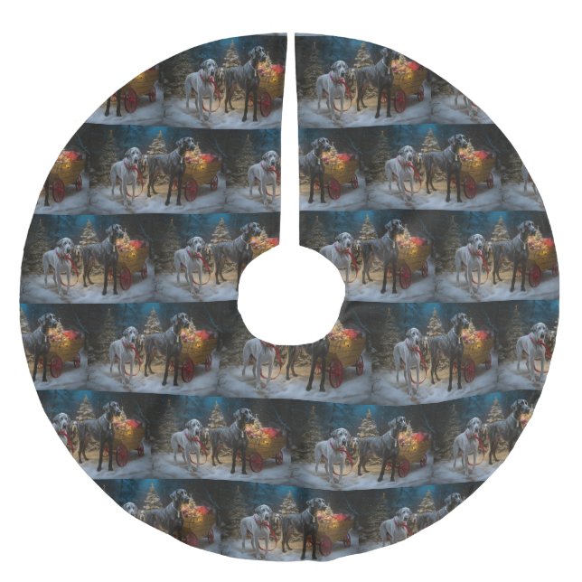 Great dane Snowy Sleigh-juldekretet Julgransmatta Borstad Polyester (Framsidan)