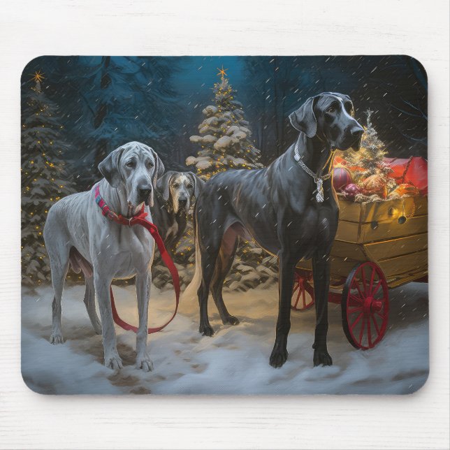 Great dane Snowy Sleigh-juldekretet Musmatta (Framsidan)