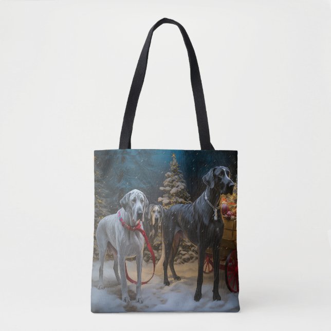 Great dane Snowy Sleigh-juldekretet Tygkasse (Framsida)