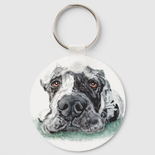 Great dane som tejpas upp Merle Nyckelring