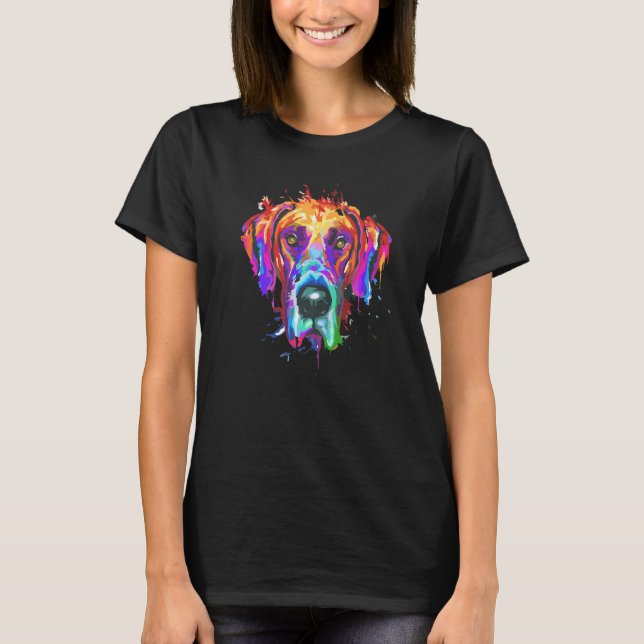 Great Dane Splash Art Colorful Premium T Shirt (Framsida)