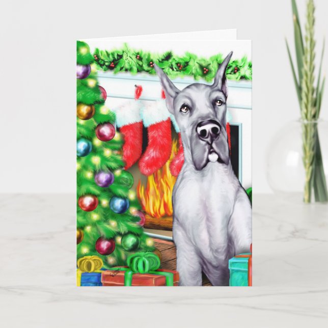 Great dane Stockings Blue Helgkort (Framsida)