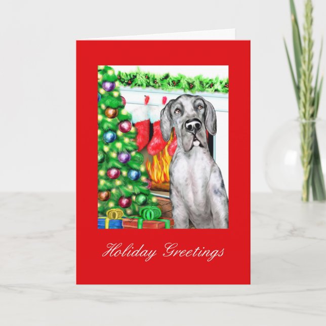 Great dane Stockings Merle UC Helgkort (Framsida)