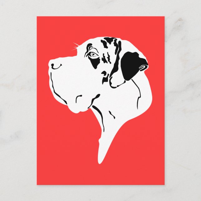 Great Dane Stor Huvud merle Vykort (Framsida)