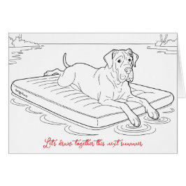 Great Dane Summer mode coloring card  OBS Kort