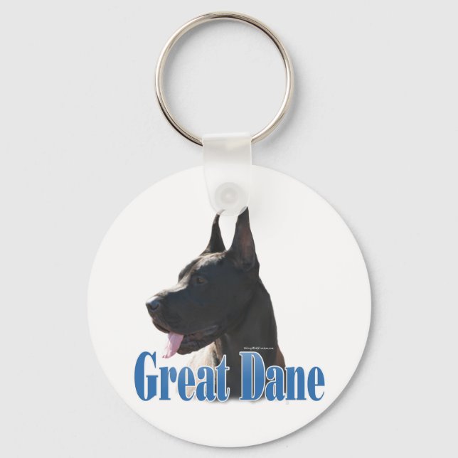 Great dane (svart) Namn Nyckelring (Framsida)