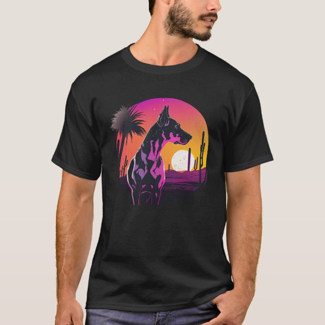 Great Dane Synthwave 80s Retrowave Aesthetic  2 T Shirt (Framsida)