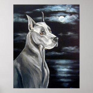 Great dane-utskrift - blå ruta poster