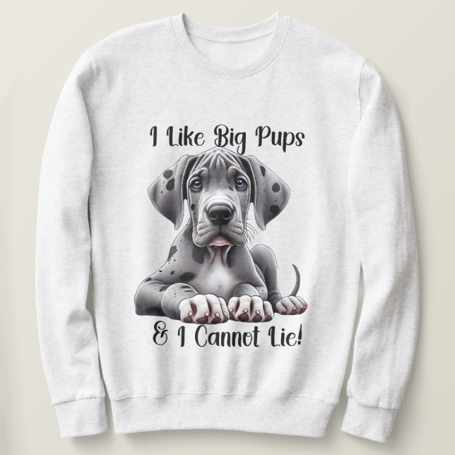 Great Dane-valp  Lång Ärmad Tröja (Design framsida)