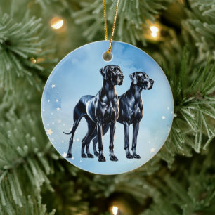 Great dane vattenfärg julgransprydnad keramik