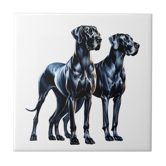 Great dane vattenfärg kakelplatta (Framsidan)