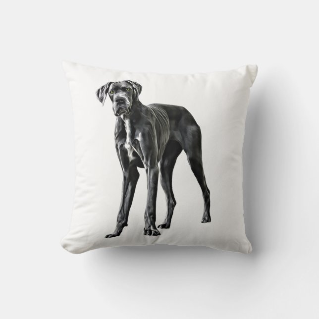 Great Dane Vattenfärg Konst Målning Kudde (Framsida)