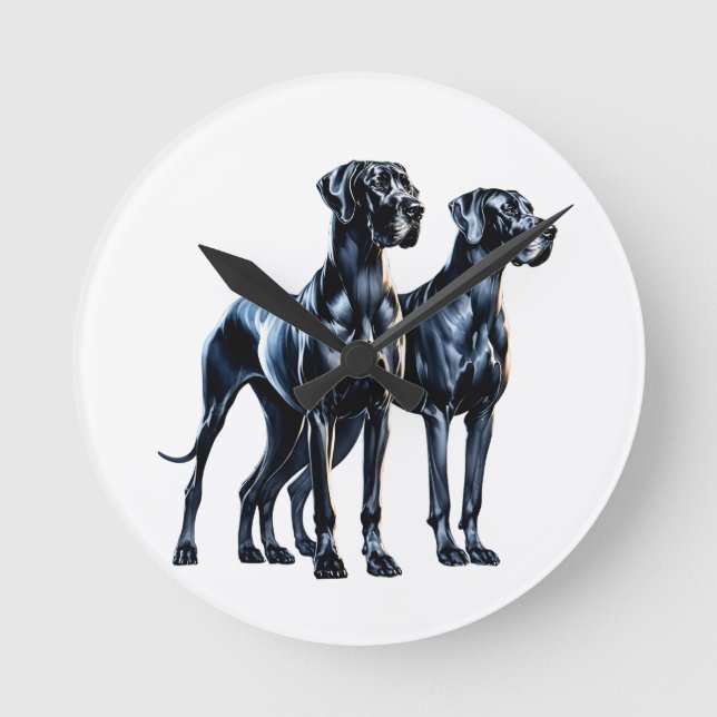 Great dane vattenfärg rund klocka (Framsida)